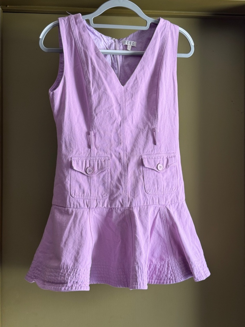 TCEC Lavender Pink Sleeveless V-Neck Mini Dress